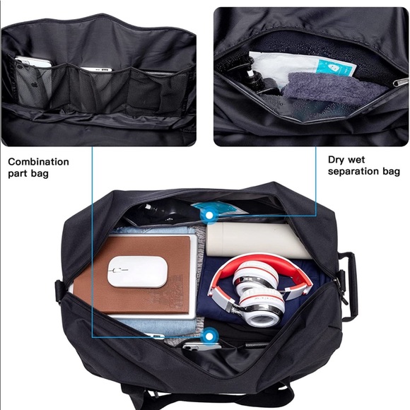 BRAND NEW STYLISH BLACK WEEKEND BAG / DUFFEL BAG(NWT) - Picture 4 of 5